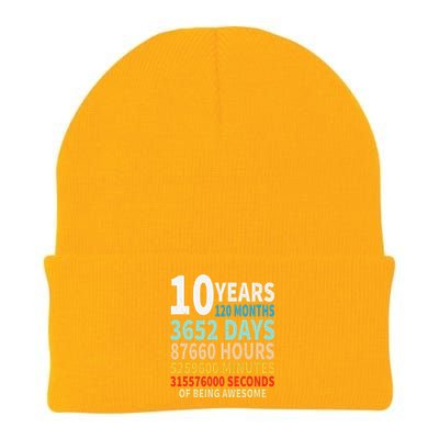 10 Years Old 10th Birthday Gifts Vintage 120 Months Days Knit Cap Winter Beanie