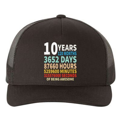 10 Years Old 10th Birthday Gifts Vintage 120 Months Days Yupoong Adult 5-Panel Trucker Hat