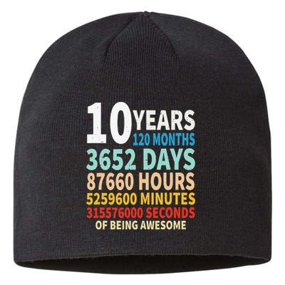 10 Years Old 10th Birthday Gifts Vintage 120 Months Days Sustainable Beanie