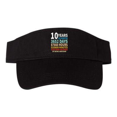 10 Years Old 10th Birthday Gifts Vintage 120 Months Days Valucap Bio-Washed Visor