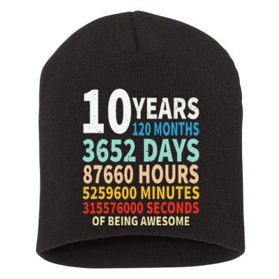 10 Years Old 10th Birthday Gifts Vintage 120 Months Days Short Acrylic Beanie