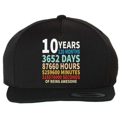 10 Years Old 10th Birthday Gifts Vintage 120 Months Days Wool Snapback Cap