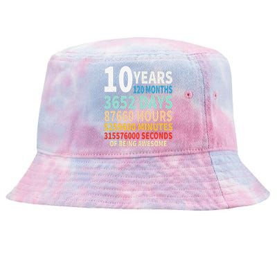 10 Years Old 10th Birthday Gifts Vintage 120 Months Days Tie-Dyed Bucket Hat