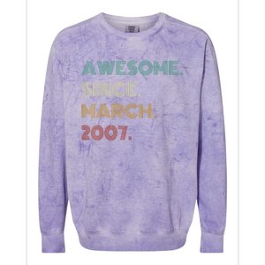 16 Years Old Awesome Since March 2007 16th Birthday Colorblast Crewneck Sweatshirt