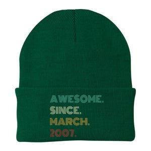 16 Years Old Awesome Since March 2007 16th Birthday Knit Cap Winter Beanie