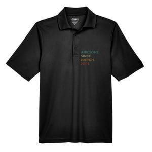 16 Years Old Awesome Since March 2007 16th Birthday Men's Origin Performance Pique Polo