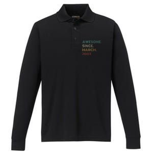 16 Years Old Awesome Since March 2007 16th Birthday Performance Long Sleeve Polo