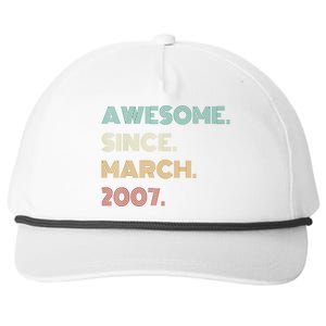 16 Years Old Awesome Since March 2007 16th Birthday Snapback Five-Panel Rope Hat