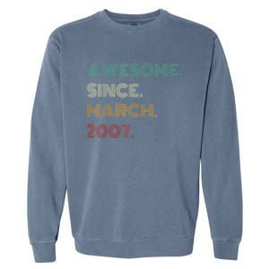 16 Years Old Awesome Since March 2007 16th Birthday Garment-Dyed Sweatshirt