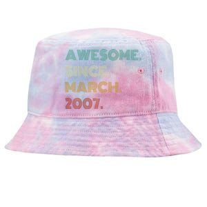 16 Years Old Awesome Since March 2007 16th Birthday Tie-Dyed Bucket Hat