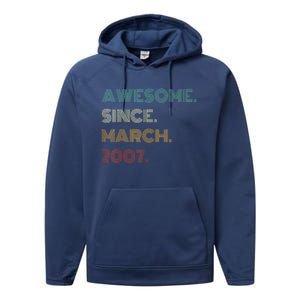 16 Years Old Awesome Since March 2007 16th Birthday Performance Fleece Hoodie