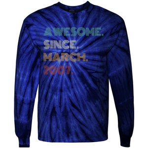 16 Years Old Awesome Since March 2007 16th Birthday Tie-Dye Long Sleeve Shirt