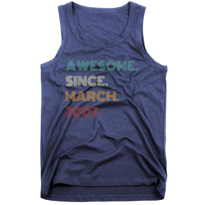 16 Years Old Awesome Since March 2007 16th Birthday Tank Top