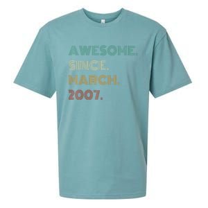 16 Years Old Awesome Since March 2007 16th Birthday Sueded Cloud Jersey T-Shirt