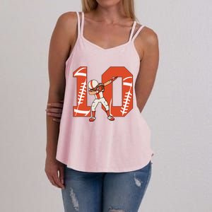 10 Years Old Football Player 10th Football Birthday Women's Strappy Tank