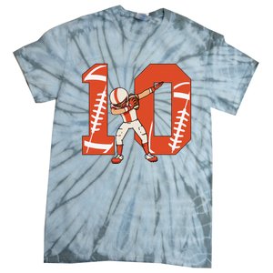 10 Years Old Football Player 10th Football Birthday Tie-Dye T-Shirt