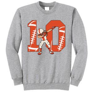 10 Years Old Football Player 10th Football Birthday Tall Sweatshirt