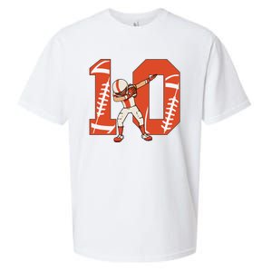 10 Years Old Football Player 10th Football Birthday Sueded Cloud Jersey T-Shirt