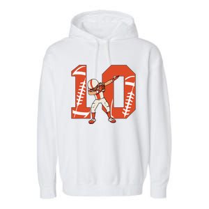 10 Years Old Football Player 10th Football Birthday Garment-Dyed Fleece Hoodie