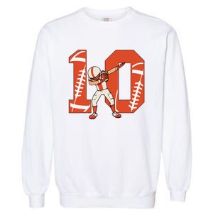 10 Years Old Football Player 10th Football Birthday Garment-Dyed Sweatshirt