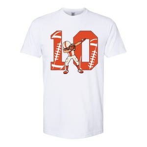 10 Years Old Football Player 10th Football Birthday Softstyle CVC T-Shirt