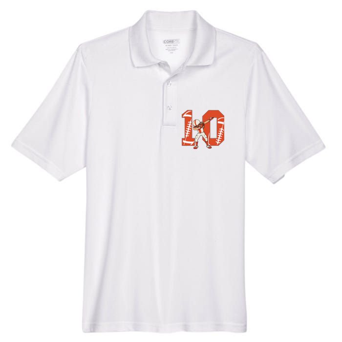 10 Years Old Football Player 10th Football Birthday Men's Origin Performance Pique Polo