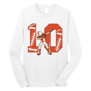 10 Years Old Football Player 10th Football Birthday Long Sleeve Shirt