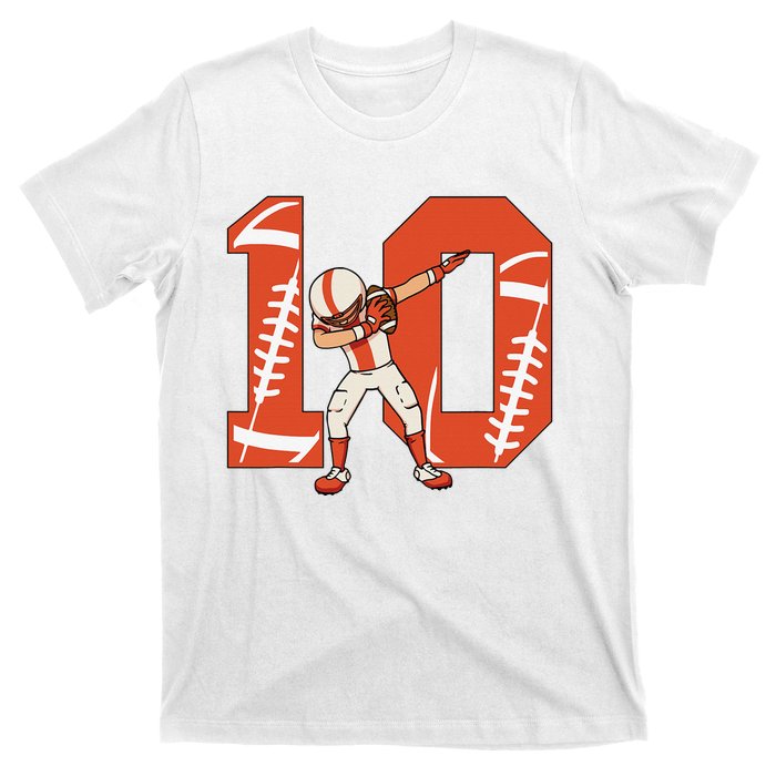 10 Years Old Football Player 10th Football Birthday T-Shirt