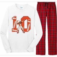 10 Years Old Football Player 10th Football Birthday Long Sleeve Pajama Set