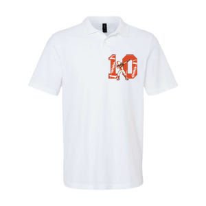 10 Years Old Football Player 10th Football Birthday Softstyle Adult Sport Polo