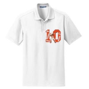 10 Years Old Football Player 10th Football Birthday Dry Zone Grid Polo