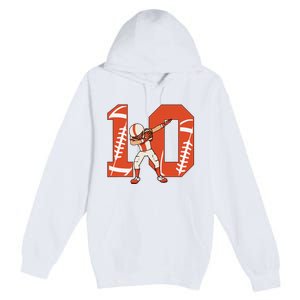 10 Years Old Football Player 10th Football Birthday Premium Pullover Hoodie