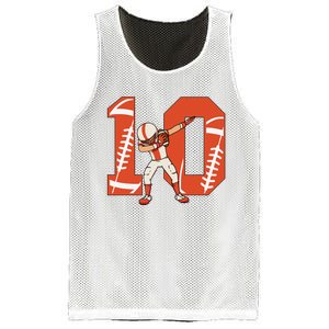 10 Years Old Football Player 10th Football Birthday Mesh Reversible Basketball Jersey Tank