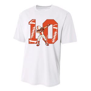 10 Years Old Football Player 10th Football Birthday Performance Sprint T-Shirt