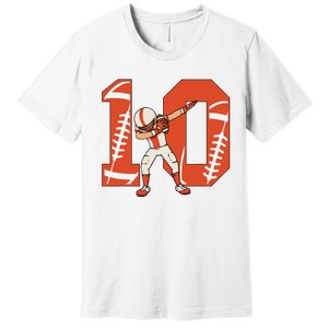 10 Years Old Football Player 10th Football Birthday Premium T-Shirt