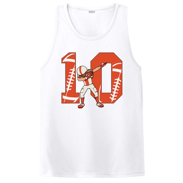 10 Years Old Football Player 10th Football Birthday PosiCharge Competitor Tank