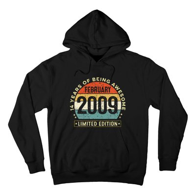 14 Year Old Awesome Since February 2009 14th Birthday Gift Hoodie