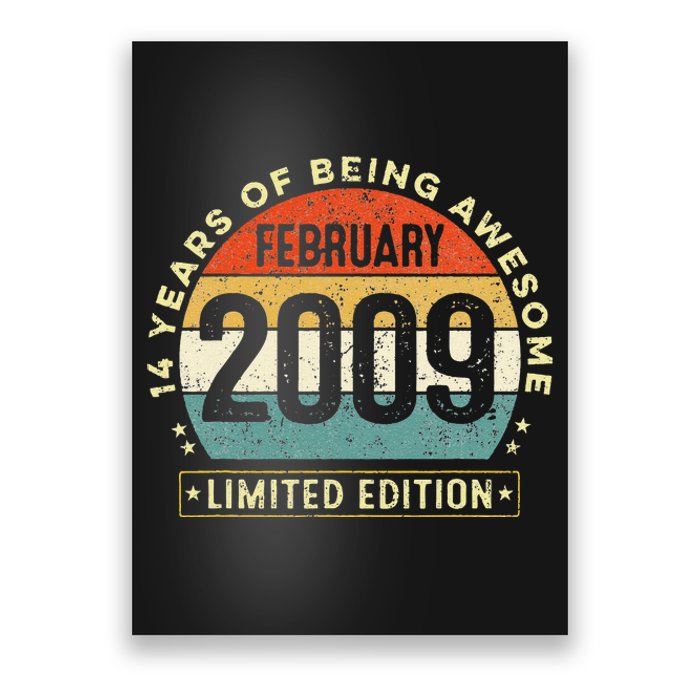 14 Year Old Awesome Since February 2009 14th Birthday Gift Poster