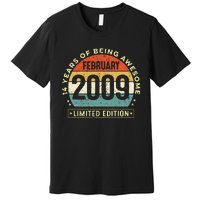 14 Year Old Awesome Since February 2009 14th Birthday Gift Premium T-Shirt