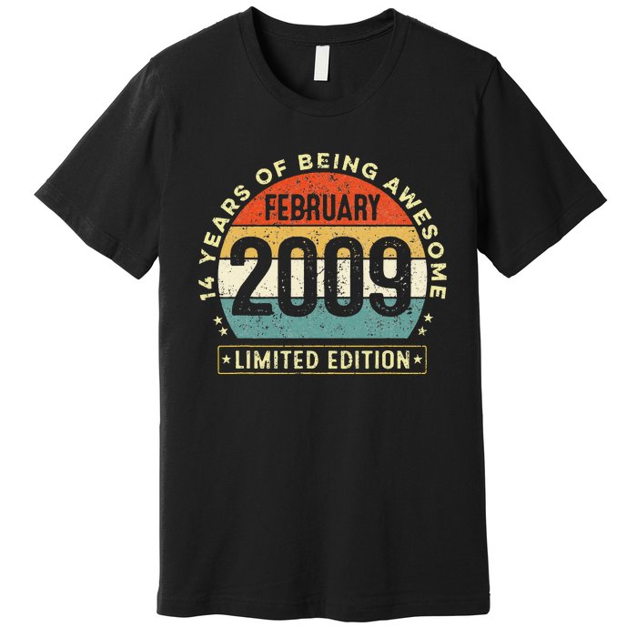 14 Year Old Awesome Since February 2009 14th Birthday Gift Premium T-Shirt