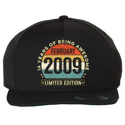 14 Year Old Awesome Since February 2009 14th Birthday Gift Wool Snapback Cap