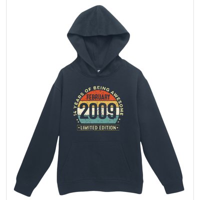 14 Year Old Awesome Since February 2009 14th Birthday Gift Urban Pullover Hoodie