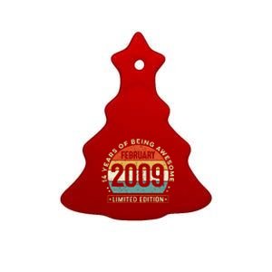 14 Year Old Awesome Since February 2009 14th Birthday Gift Ceramic Tree Ornament