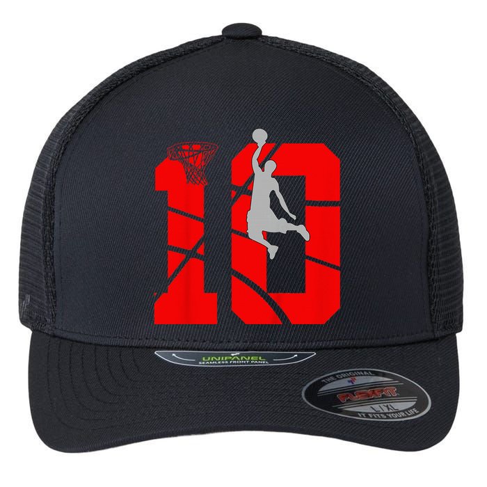 10 Year Old 10th Basketball Birthday Partytheme Year Old 10 Flexfit Unipanel Trucker Cap