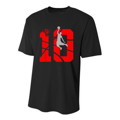 10 Year Old 10th Basketball Birthday Partytheme Year Old 10 Youth Performance Sprint T-Shirt