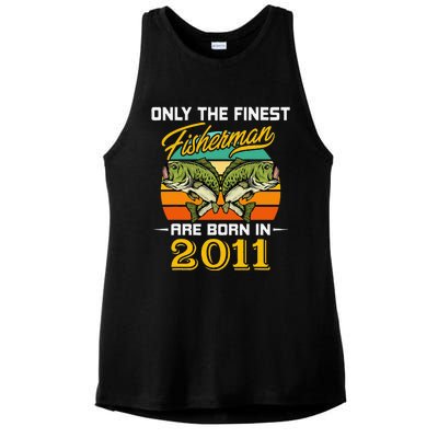 11 Years Old Fisherman Born In 2011 Cute 11th Birthday Ladies PosiCharge Tri-Blend Wicking Tank