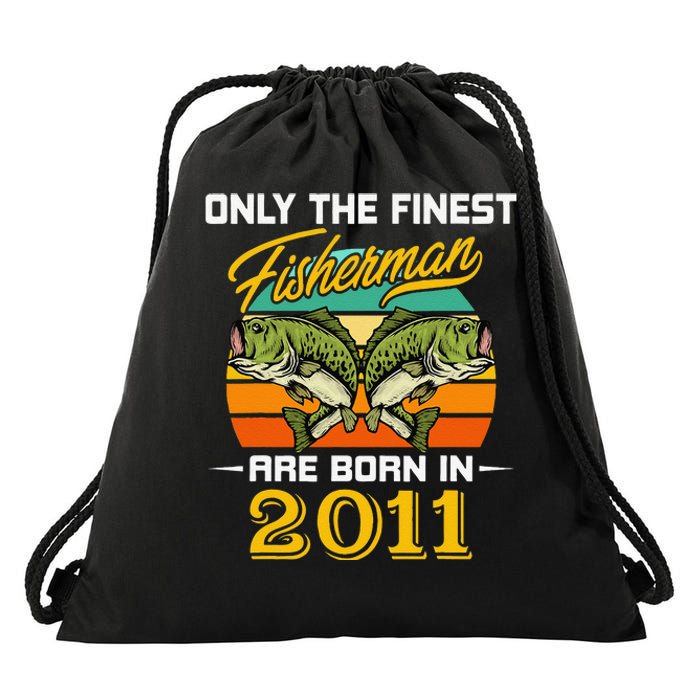 11 Years Old Fisherman Born In 2011 Cute 11th Birthday Drawstring Bag