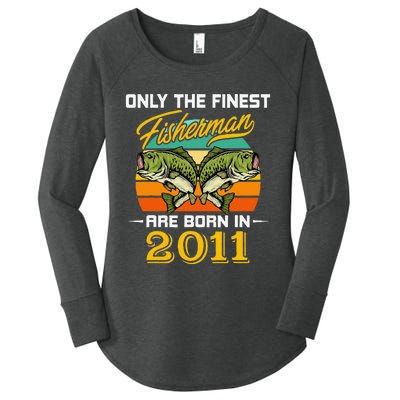 11 Years Old Fisherman Born In 2011 Cute 11th Birthday Women's Perfect Tri Tunic Long Sleeve Shirt