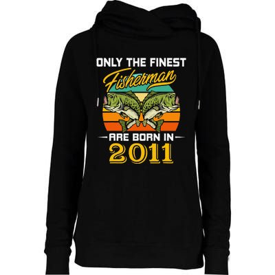 11 Years Old Fisherman Born In 2011 Cute 11th Birthday Womens Funnel Neck Pullover Hood