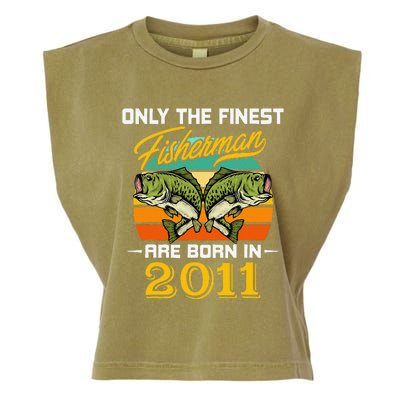 11 Years Old Fisherman Born In 2011 Cute 11th Birthday Garment-Dyed Women's Muscle Tee